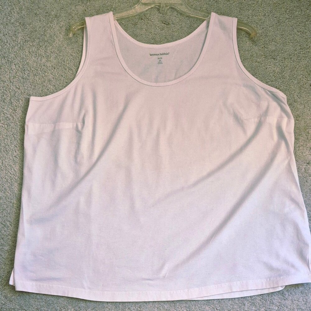 Woman Within 100% Cotton Pastel Pink Sleeveless Cotton Tank Top Size 26/28 EUC